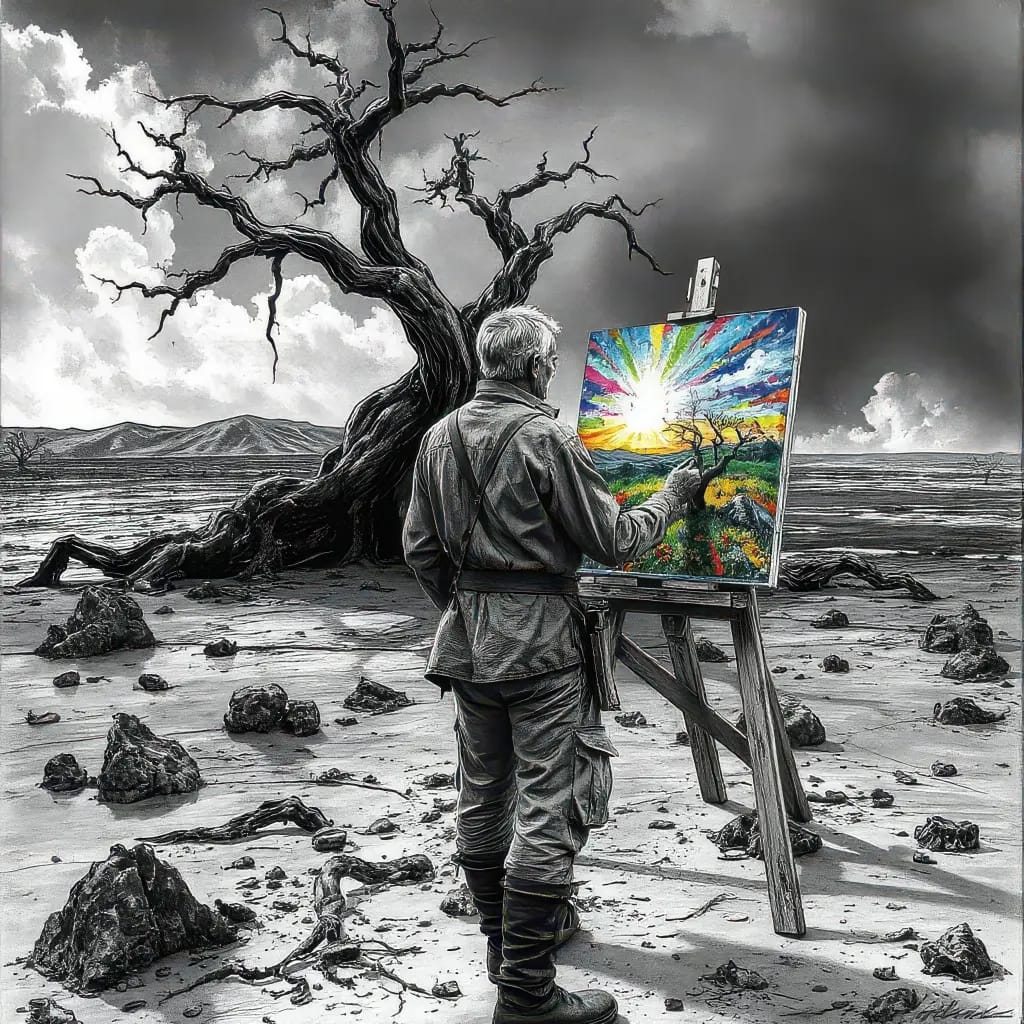 черно-бяла картина в цветно платно 3 bw artist