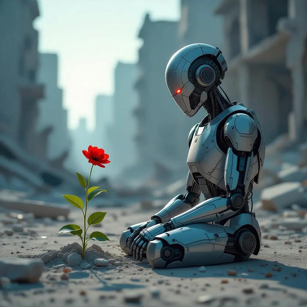 самотен робот 2 robot-and-flower-